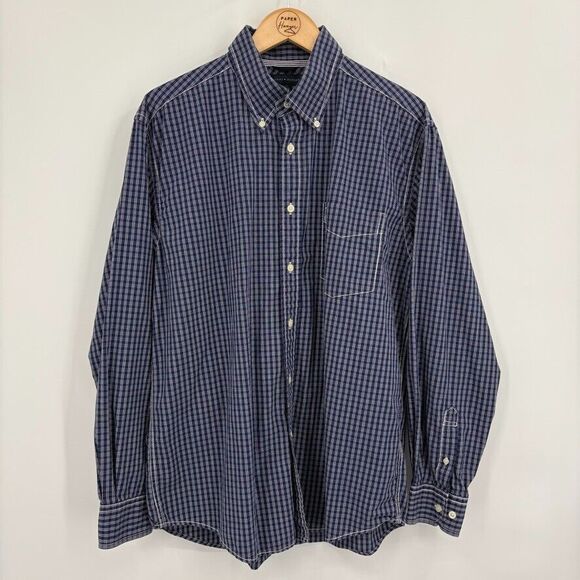 Tommy Hilfiger Men's Blue Plaid Long Sleeve Button Down Shirt Sz Large, Western - Picture 1 of 10